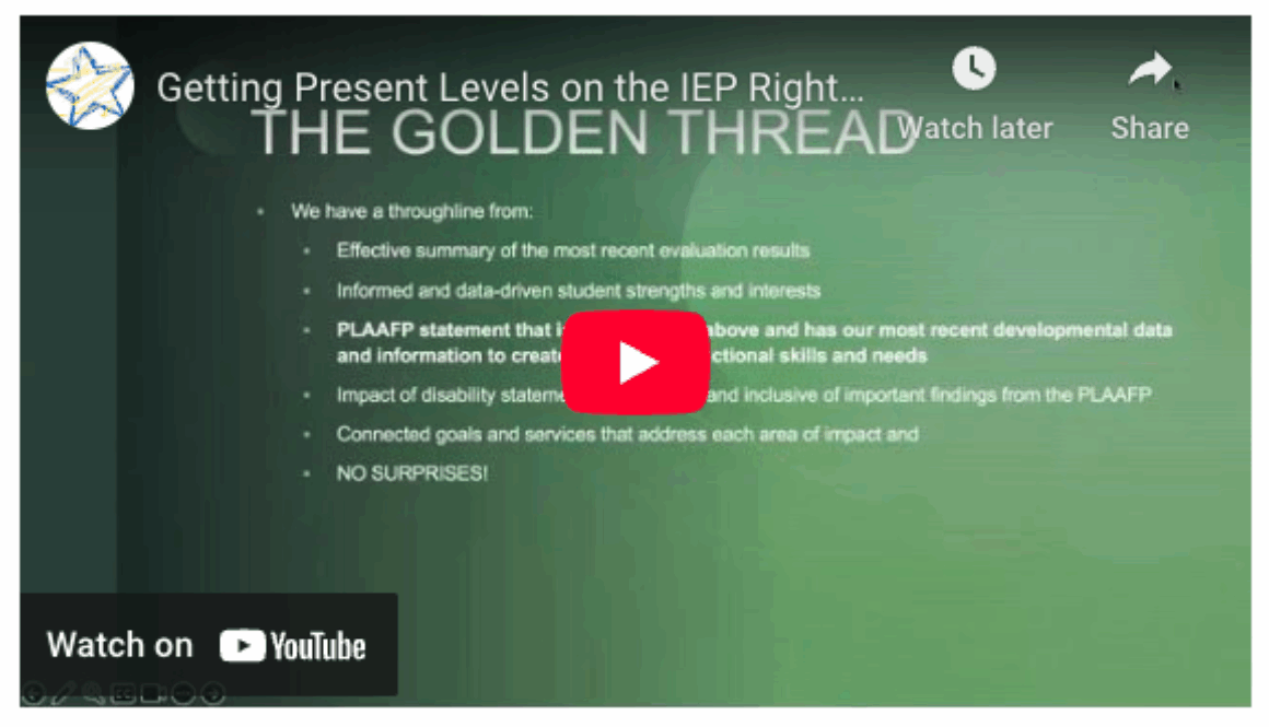 Getting Present Levels on the IEP Right and How to Write IEP Goals to Ensure Functionality and Quality - Part 2 video screenshot