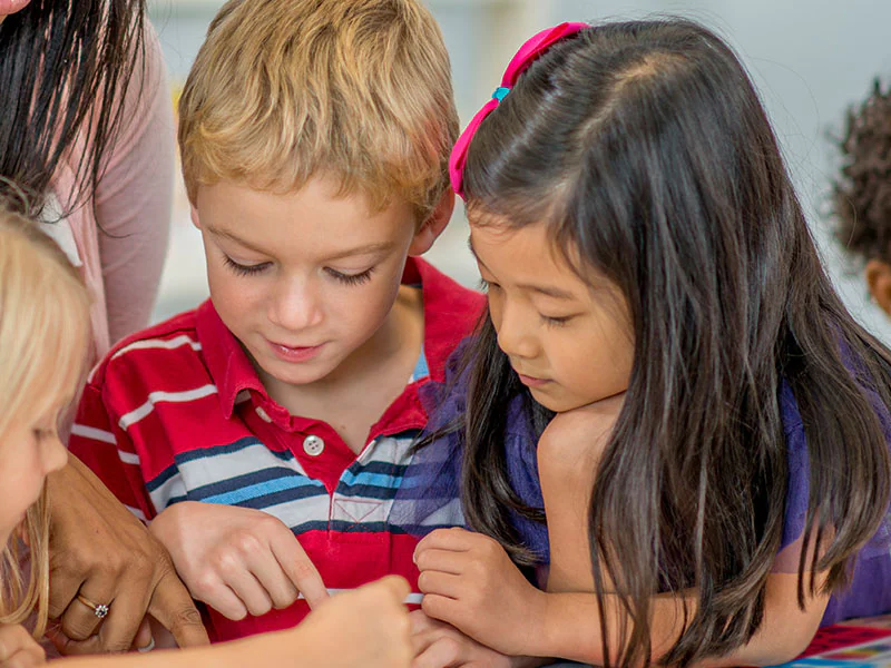 Close up of students in class