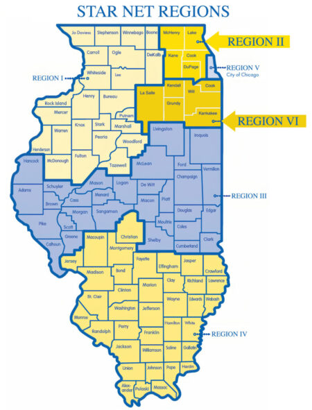 Map of STAR NET Illinois Regions
