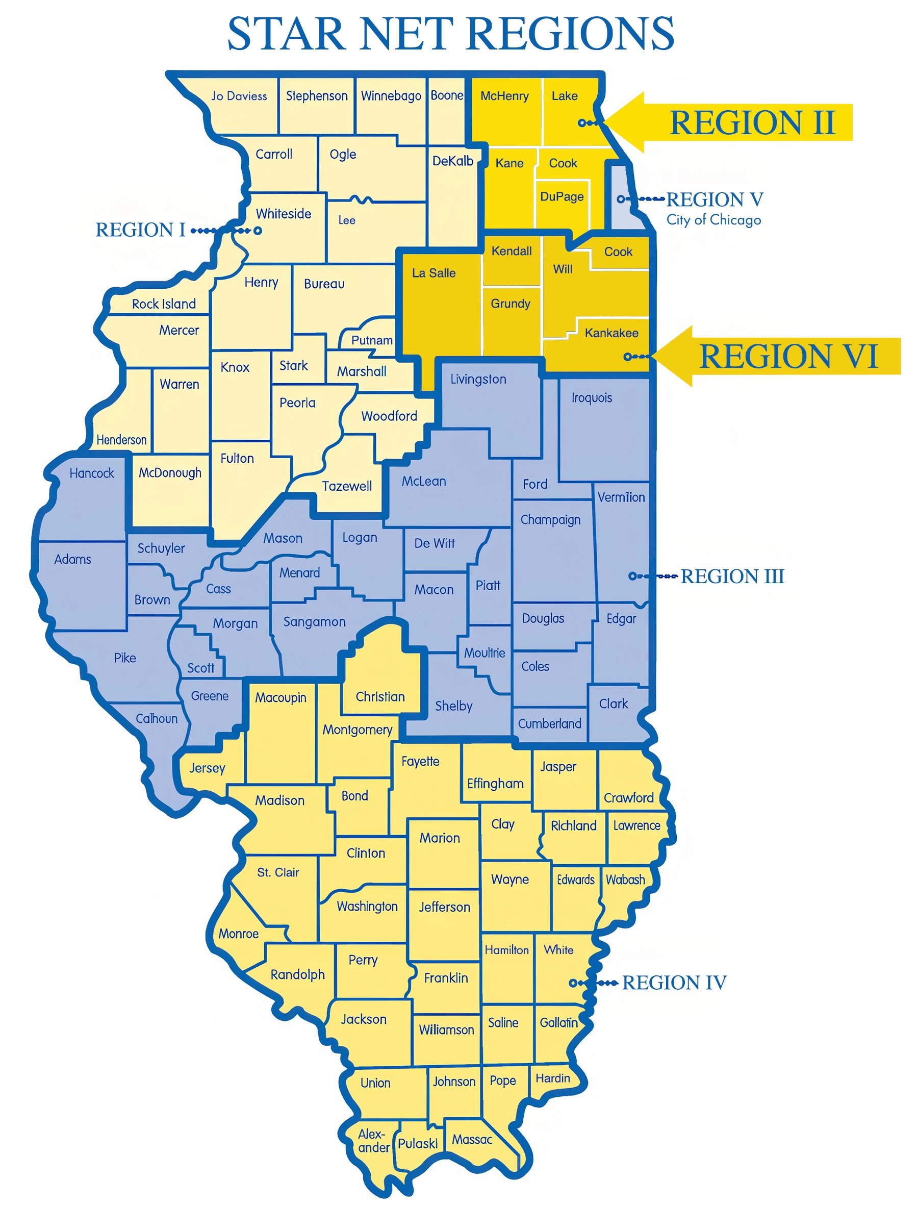 Map of STAR NET Illinois Regions