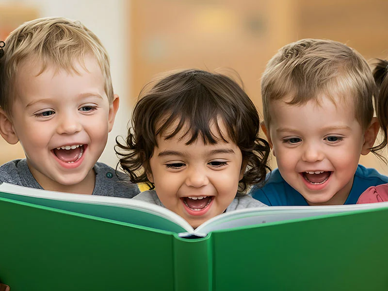 Three children reading